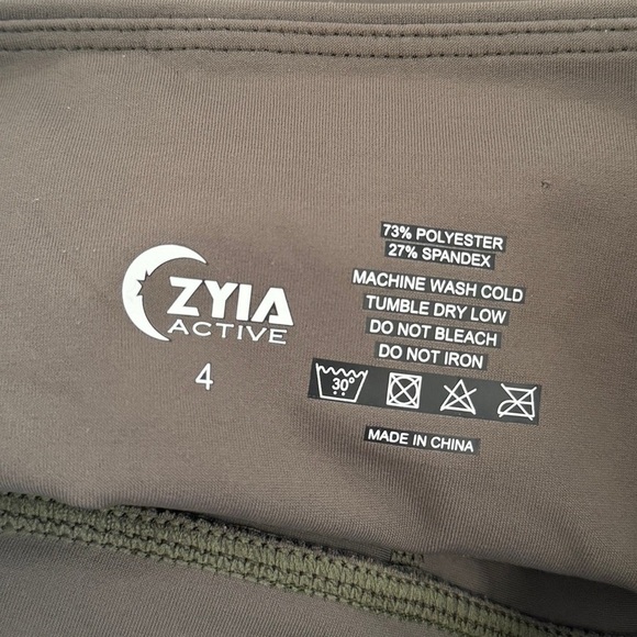 Zyia Active Olive Logo Stripe Light N Tight Hi-Rise Capri 20" Leggings, Size 4 - Picture 8 of 8